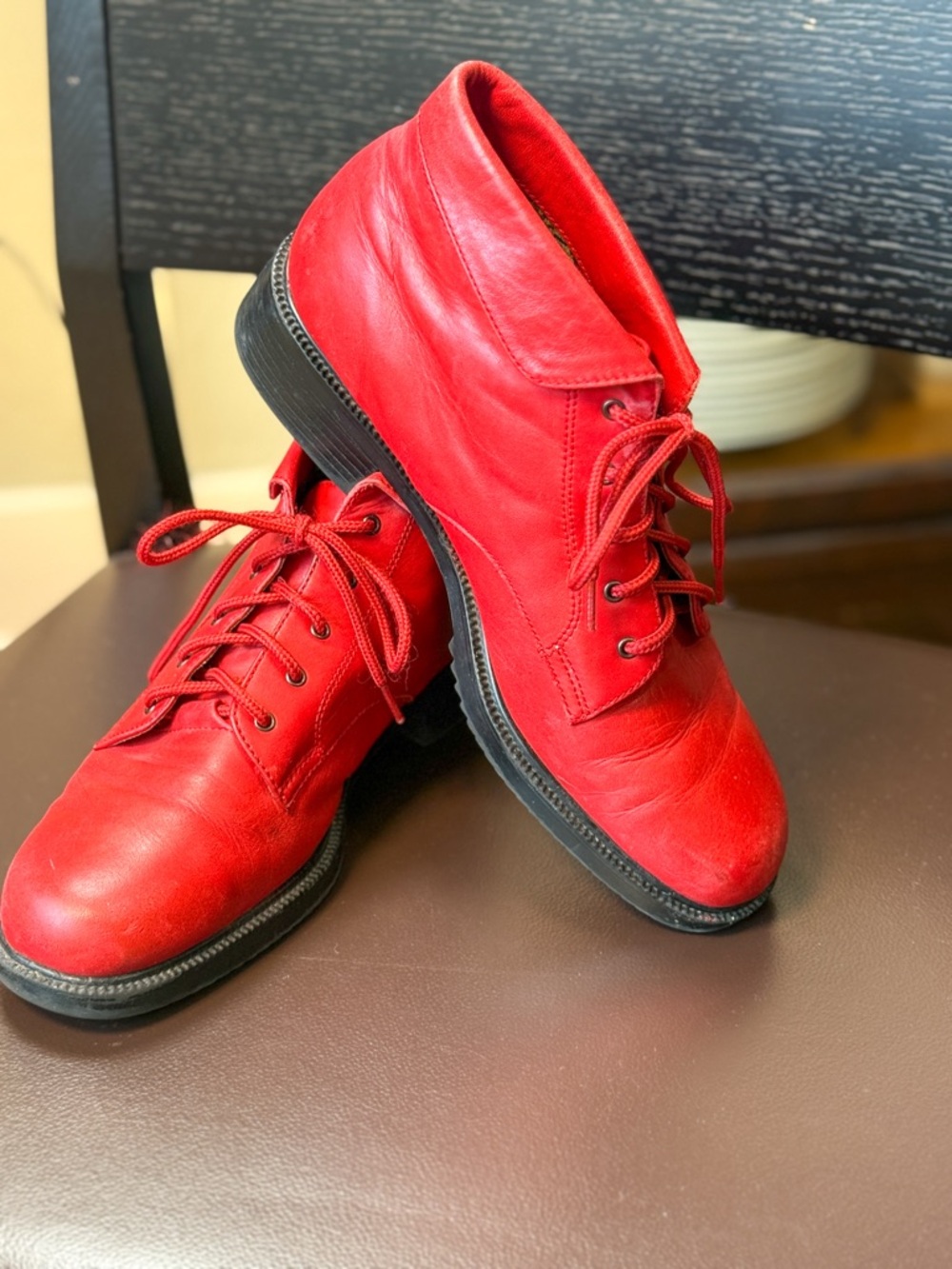 Danexx Red Leather Ankle Boots D-Prince Women’s Size 9M